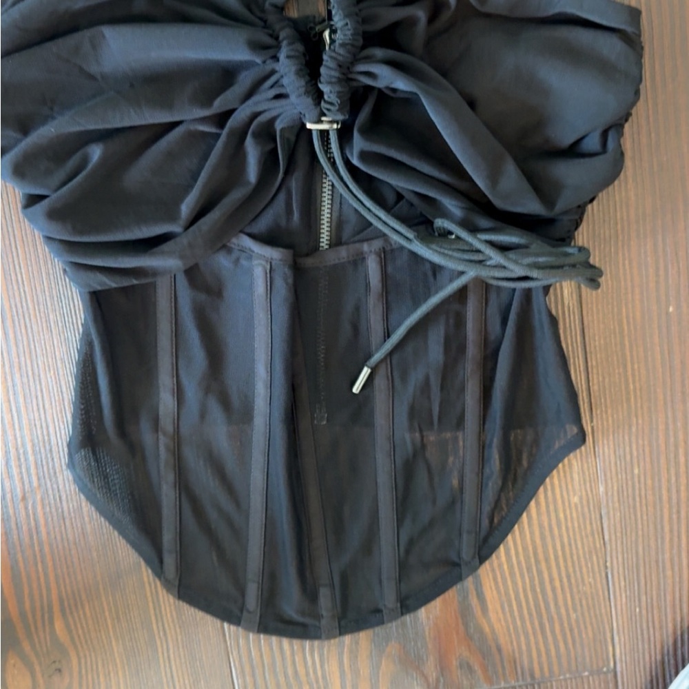 Mishka Dark Gray Corset with Adjustable Tie